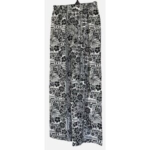 Women Boho XS Wide Leg Pants Floral Paisley Wide Leg Flowy Tie Waist Cottagecore